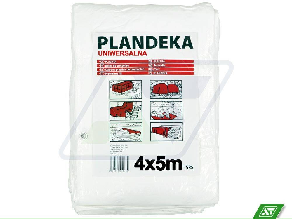 Plandeka biała Uniwersalna 4x5 55 g.