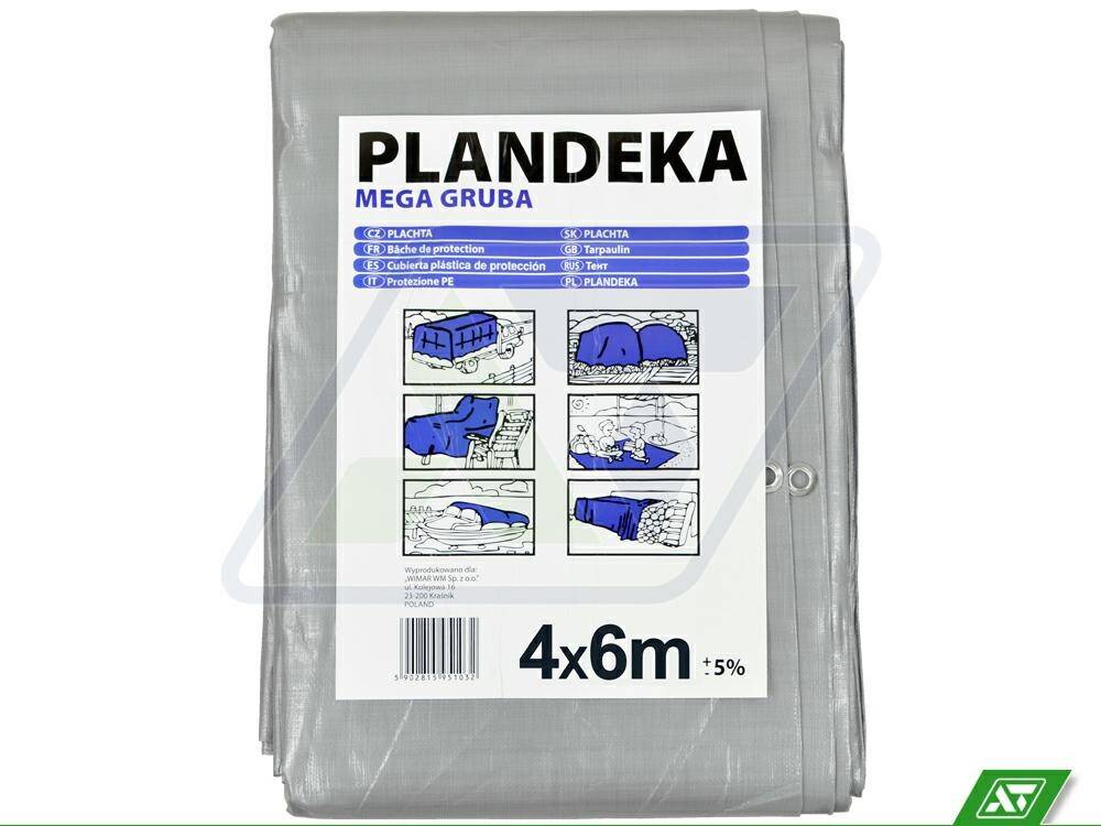 Plandeka srebrno-czarna Mega Gruba 4x6