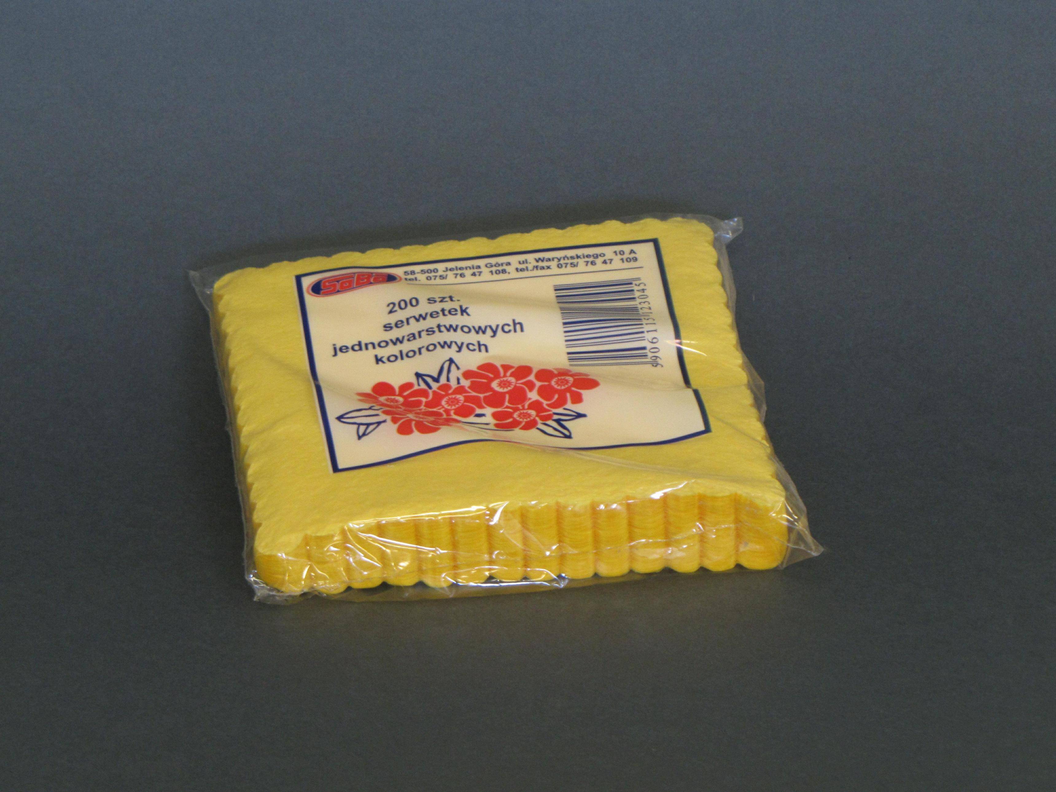 Serwetki ząbkowane 15x15 J żółte