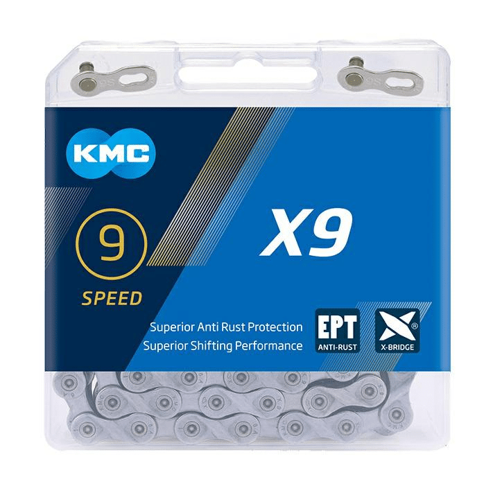 Łańcuch KMC X9 EPT 9 rz x114 szary box