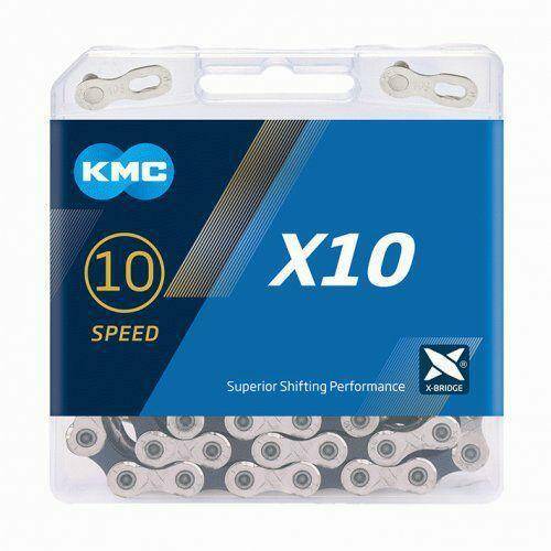 Łańcuch KMC X10 srebrno-czarny x122 box
