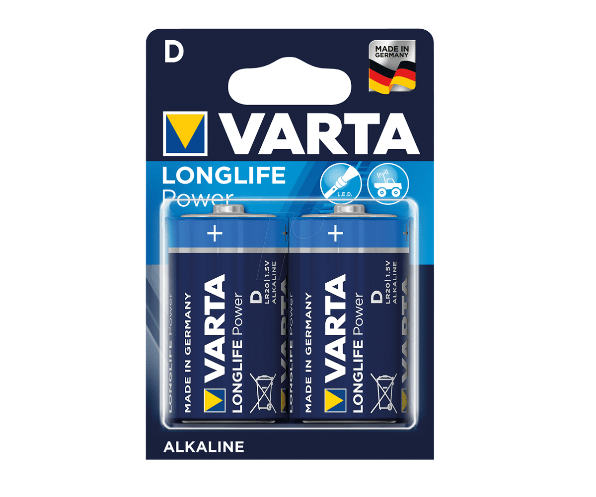 Alkaline Battery LR20 VARTA Longlife Power (2 pieces)