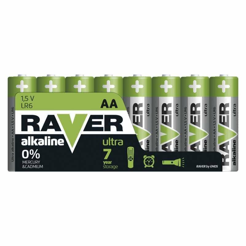 Bateria alkaliczna LR6 AA RAVER (8 sztuk)