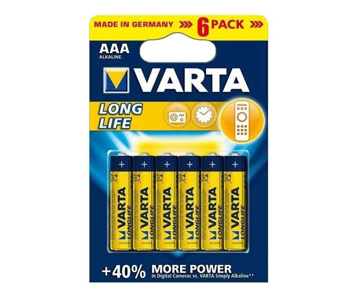 Bateria alkaliczna LR03 AAA VARTA LONGLIFE (6 sztuk)