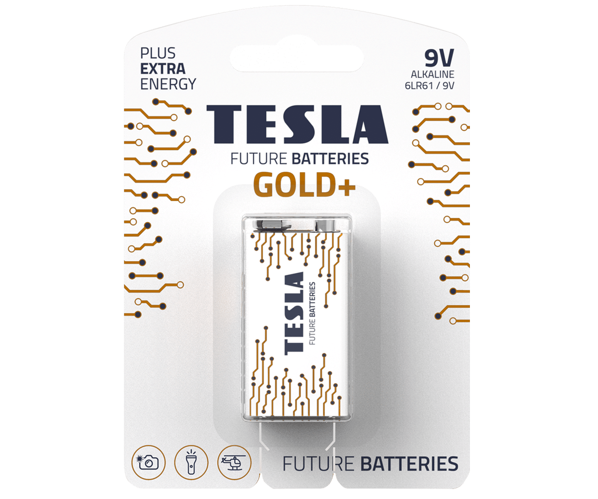 Bateria alkaliczna 6LR61 TESLA GOLD+ 9V