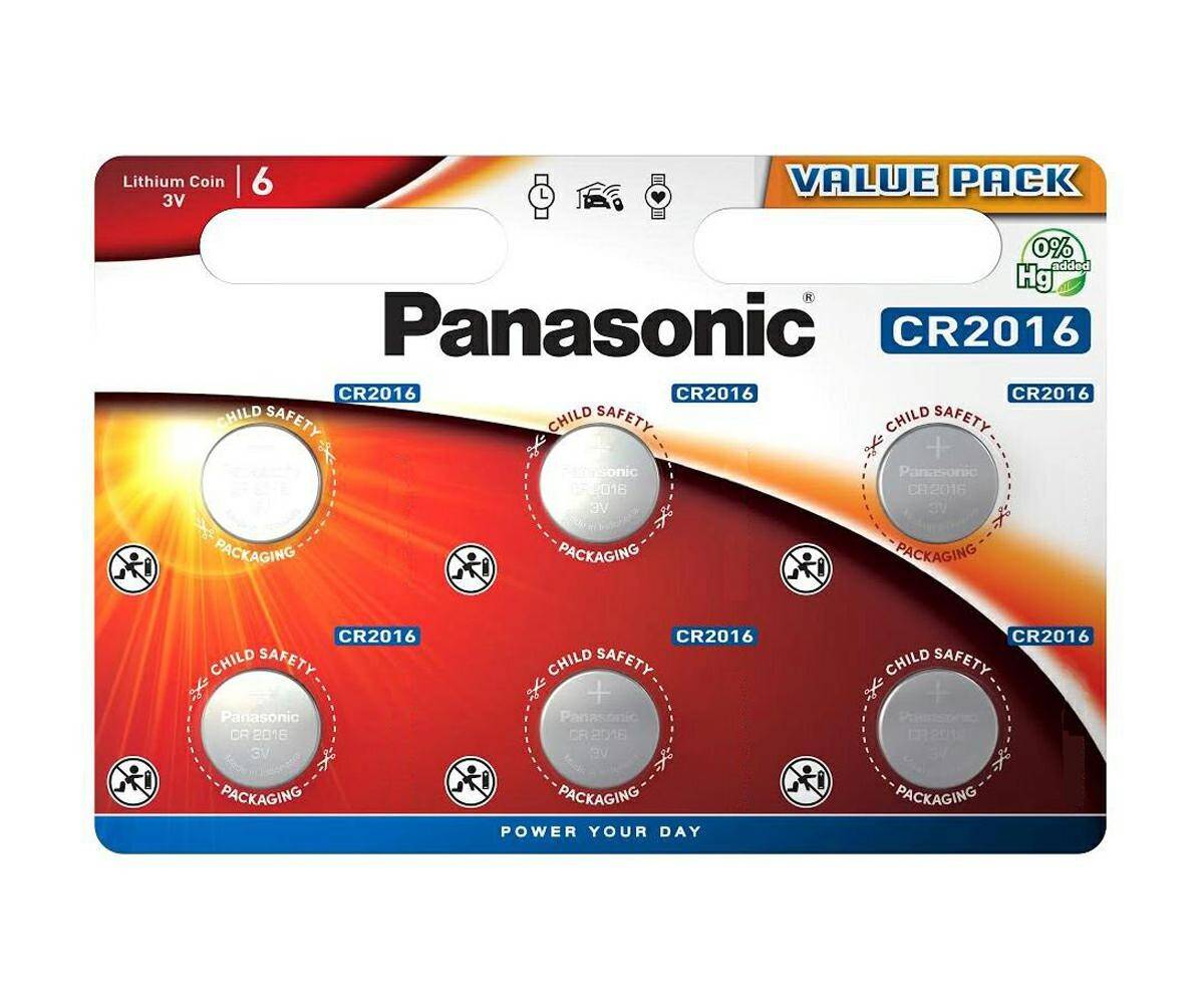Bateria litowa Panasonic CR2016 (6 sztuk)