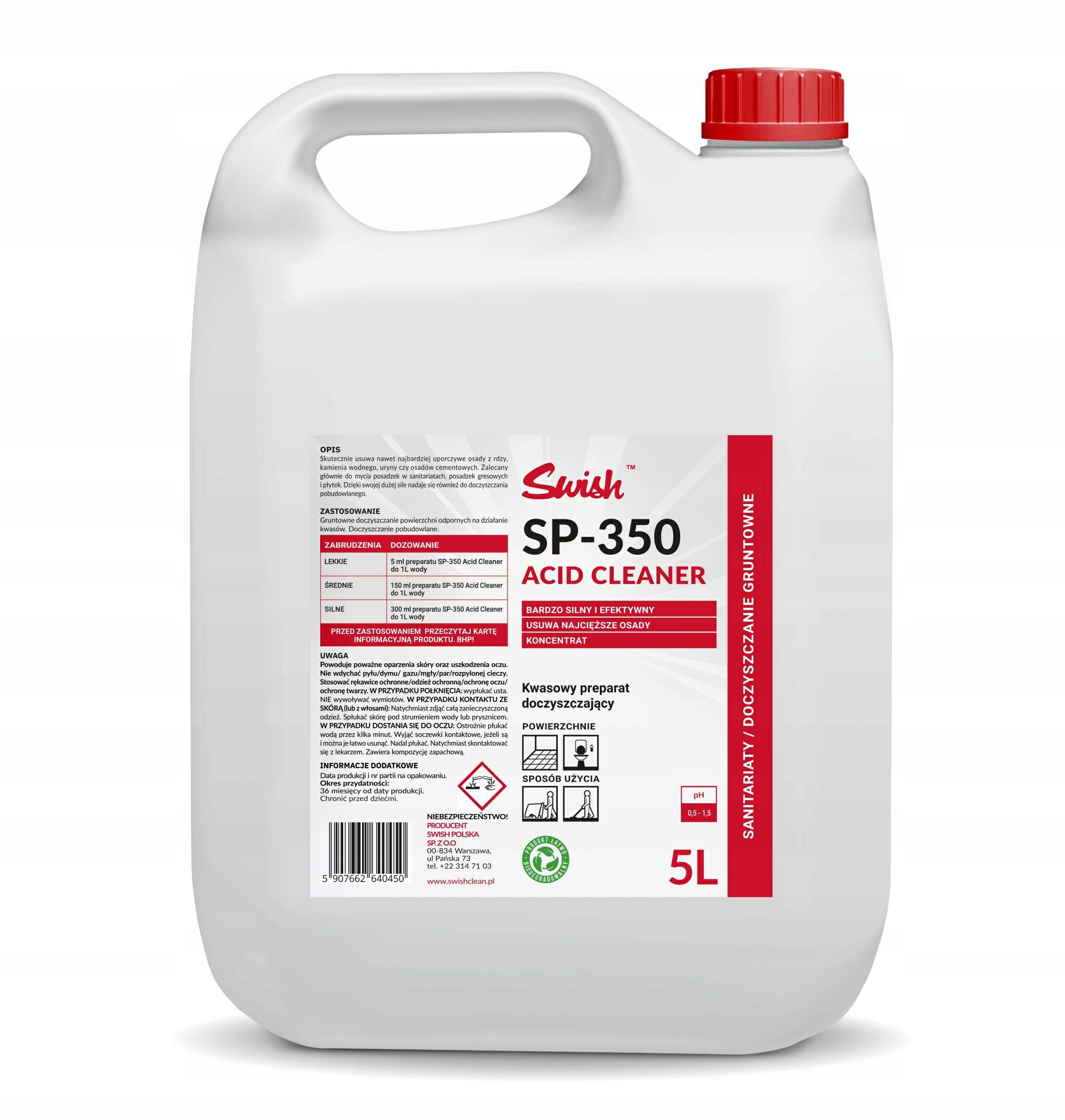 Swish SP350 5L kwasowy preparat do gruntownego czyszczenia posadzek mikroporowatych