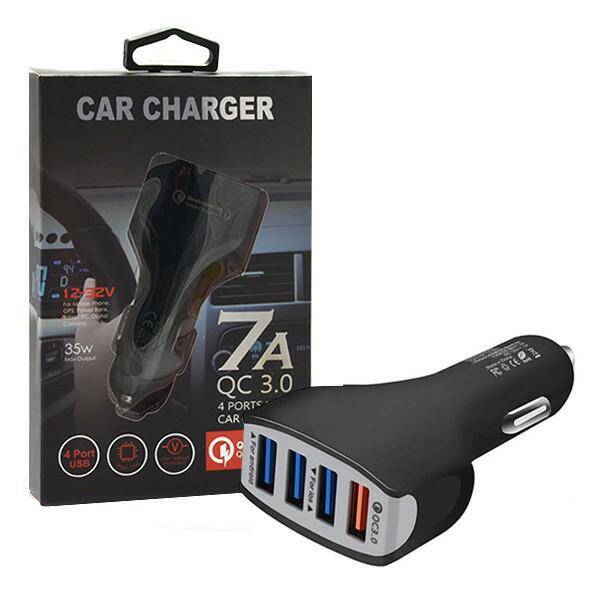 Car Charger 4 x USB 7A QC 3.0 black