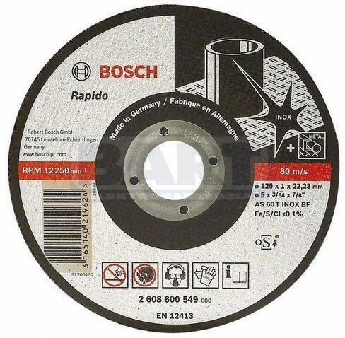 Bosch tarcza tnąca 115x22x1mm AS60T INOX BF do: Metale żelazne