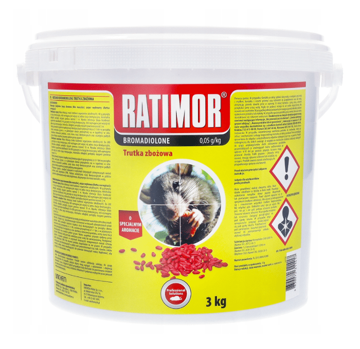 Ratimor / Bromadiolone t. zbożowa 3kg trutka na myszy i szczury