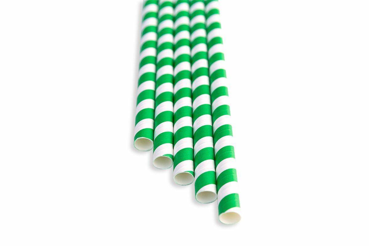 Słomki tekturowe biało-zielone 21cm
