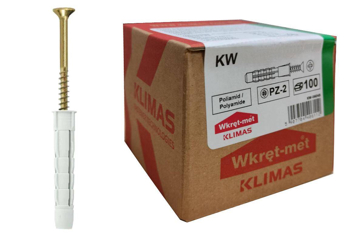 KW-08060 Kołki rozporowe uniwersalne 8x60 mm - opakowanie 100 szt