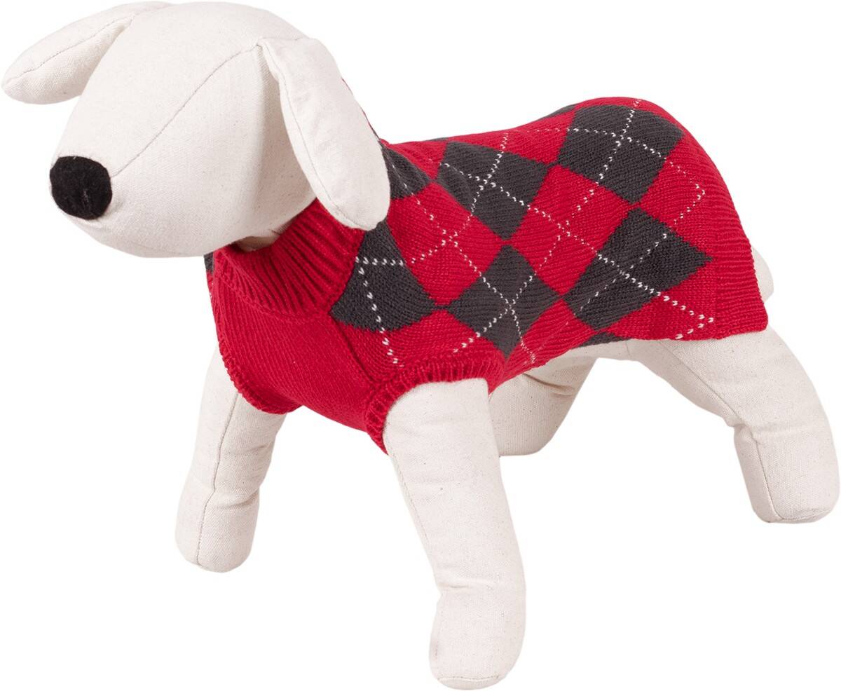 Roter Rhombus-Pullover  für einen Hund der Größe S  Happet 370S rhombus S-25cm (Z-370SRH)