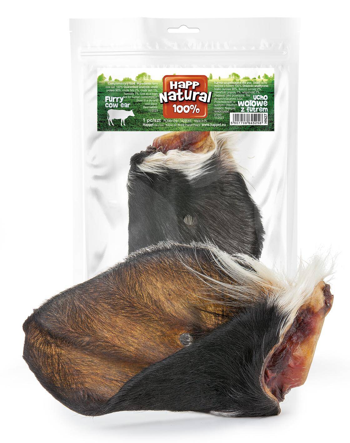 100% beef ear with fur - natural dog chews 1 piece