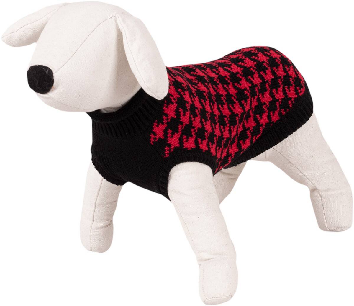 Dog Sweater / Houndstooth Pattern - Happet 480L - Black & Red L - 35cm