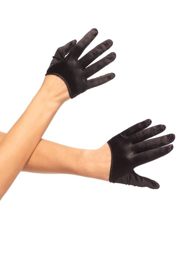 Mini Cropped Satin Gloves BLACK O/S