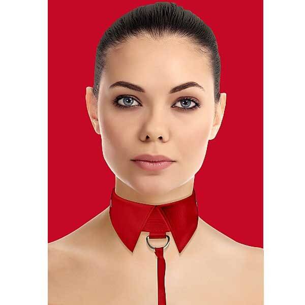 OUCH! CLASSIC COLLAR WITH LEASH RED