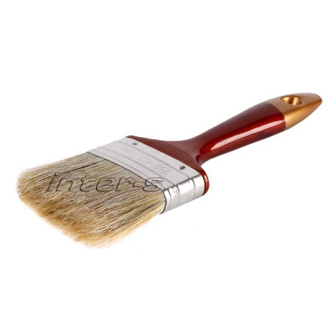 Paint brush, natural bristle, plastic, varnished handle 1