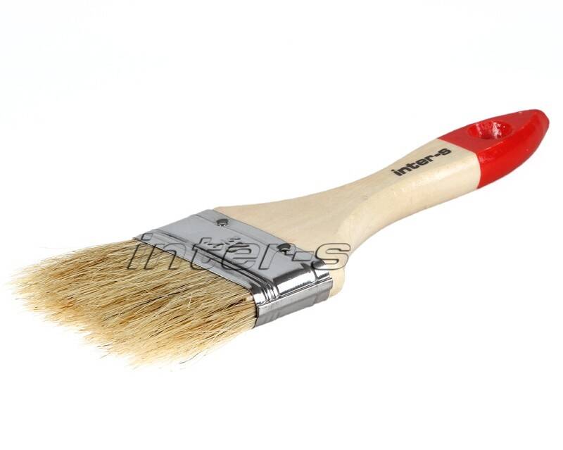 Paint brush, natural bristle, flat wooden handle 90 mm