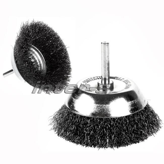 Waved wire cup brush with 6 mm shank 63MM