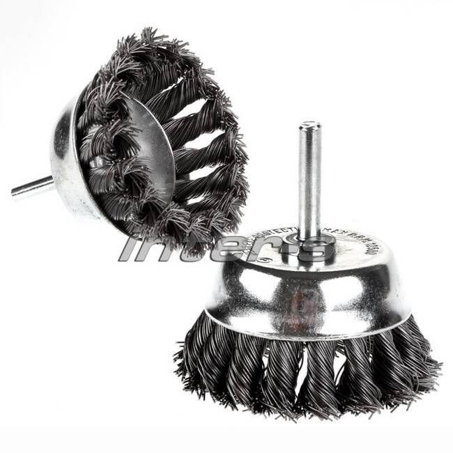 Twisted wire cup brush with 6 mm shank, 65MM
