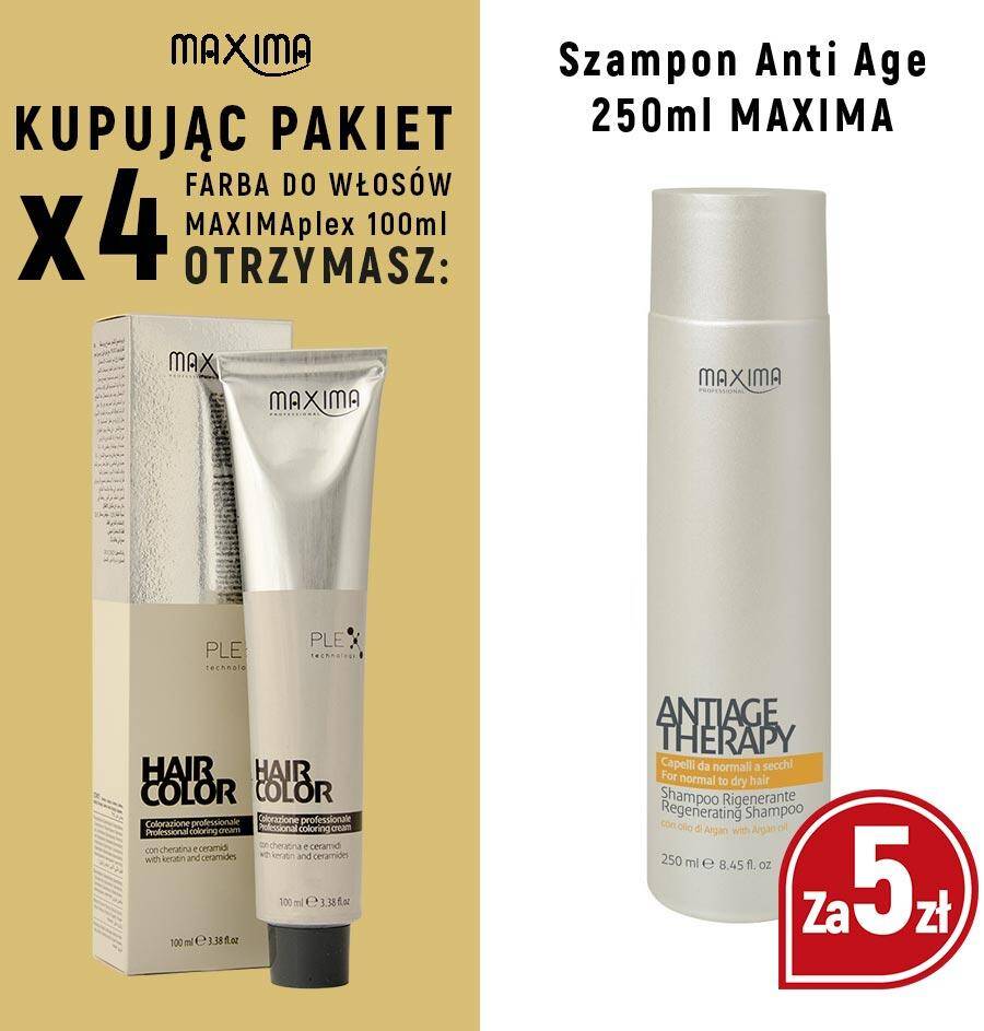 Farba MAXIMA Plex x 4 + szampon Anti Age 250ml MAXIMA za 5zł