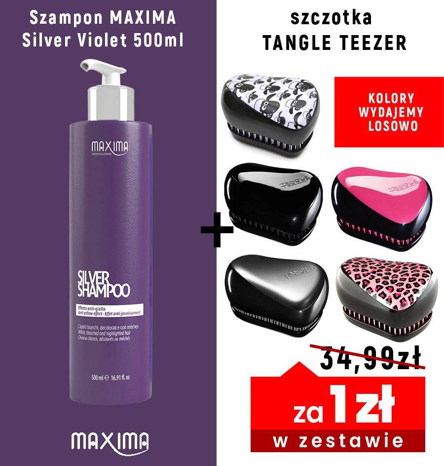 Szampon MAXIMA Silver Violet 500ml + szczotka TT Compact za 1zł zestaw Tangle Teezer