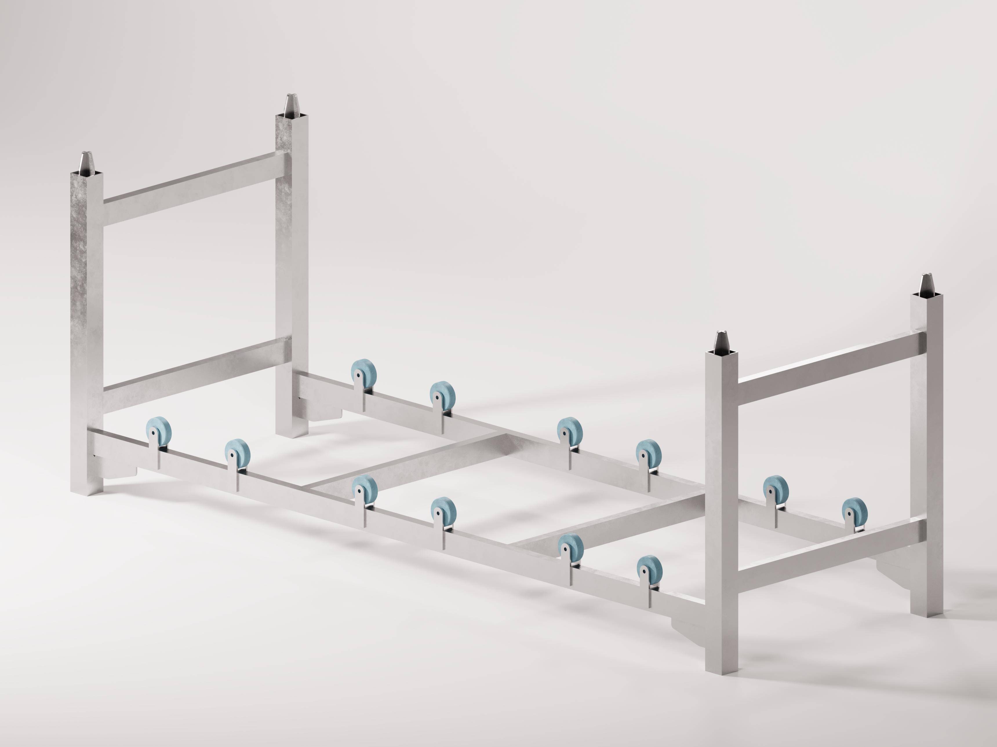 Support barriques rotatif dans une cage pour trois fûts 190-250L