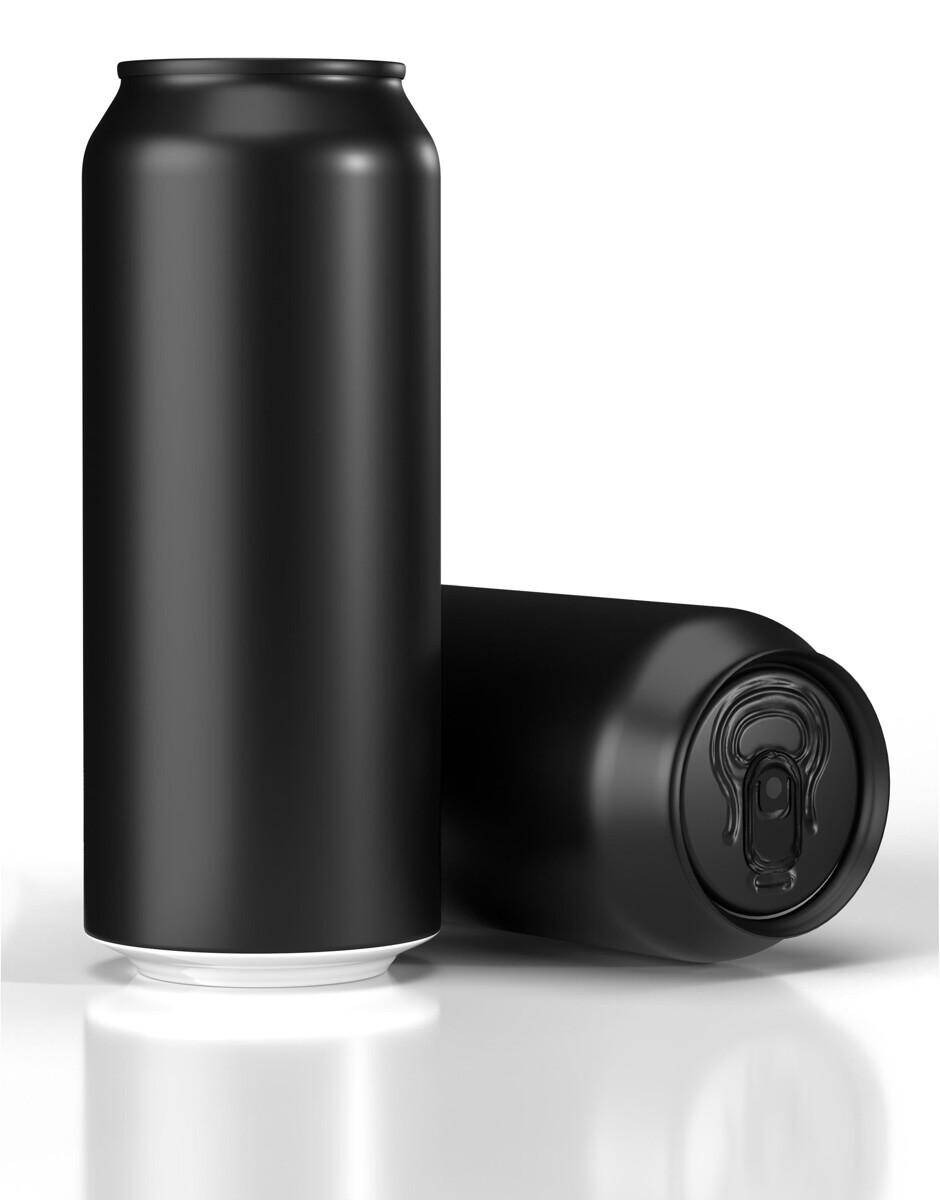 Aluminum can for canning beer 500 ml, matte black