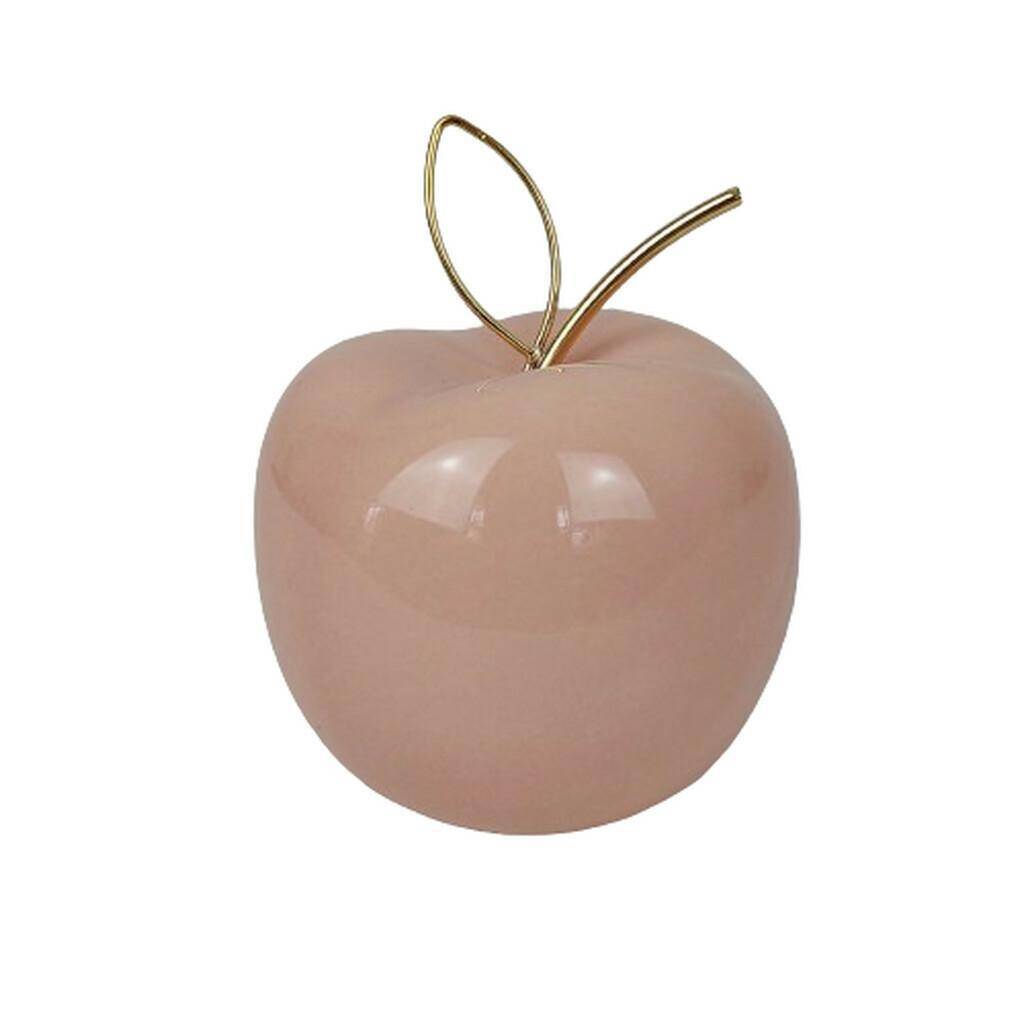 Jabłko ceramiczne różowe z ogonkiem 10cm