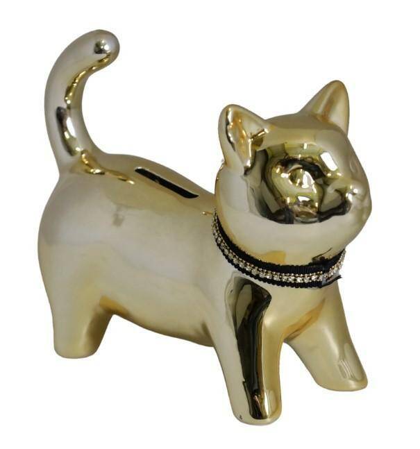 Skarbonka kot z naszyjnikiem złoty 18cm