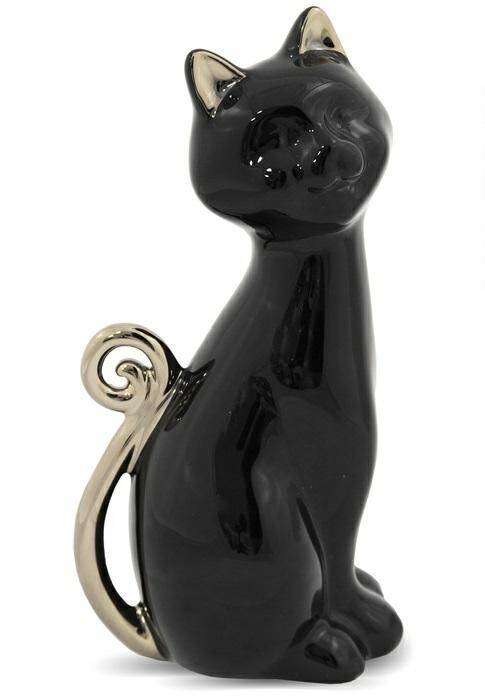 Figurka kot czarny ze złotem 112759