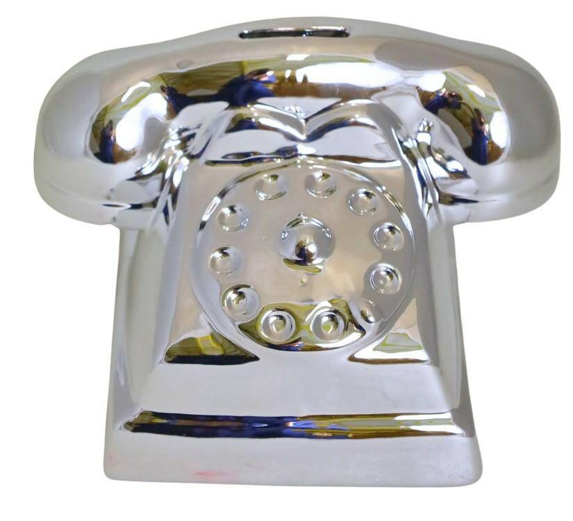 Skarbonka ceramiczna telefon srebrny