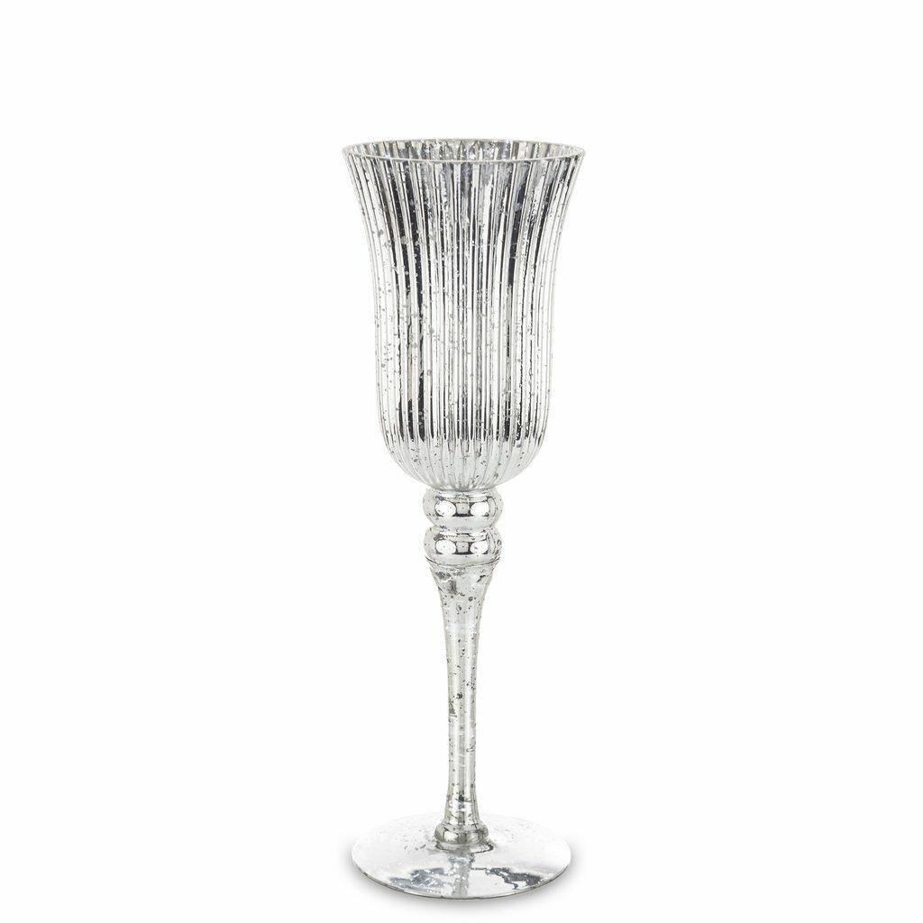 Świecznik szklany srebrny 35cm 146373