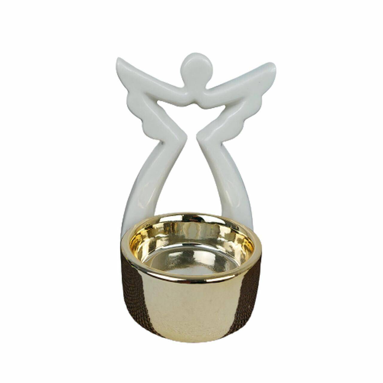Świecznik złoty z aniołem tea light 11cm