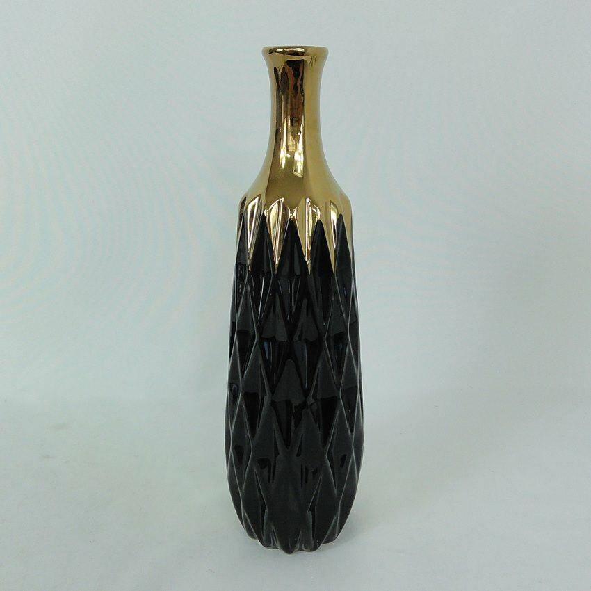 Wazon ceramiczny czarny ze złotym 30cm
