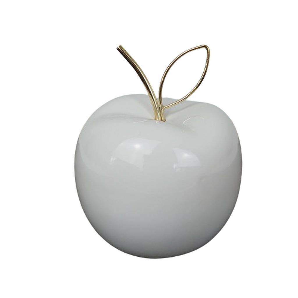 Jabłko ceramiczne białe z ogonkiem 10cm