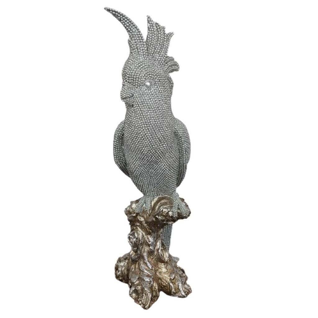 ELDO Papuga srebrna na gałęzi 31cm