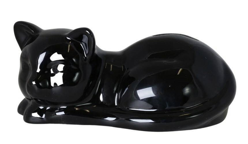 Skarbonka ceramiczna kot leżący czarny
