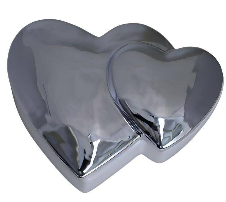 Puzderko ceramiczne serca biało-srebrne