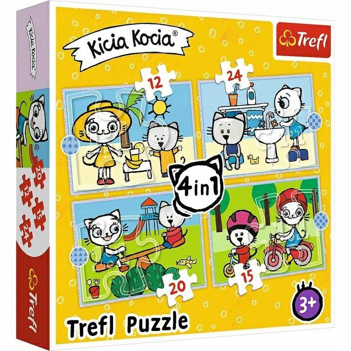 TREFL puzzzle 4w1 dzień Kici Koci
