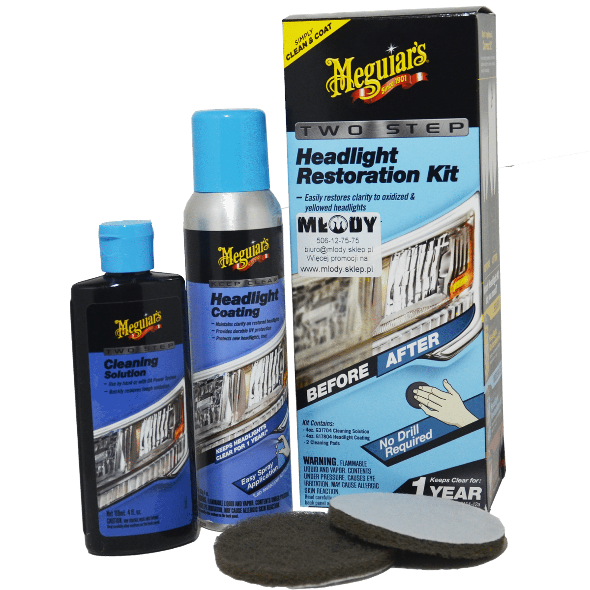 Meguiars Perfect Clarity 2-Step Headlight Kit Zestaw do Renowacji Reflektorów
