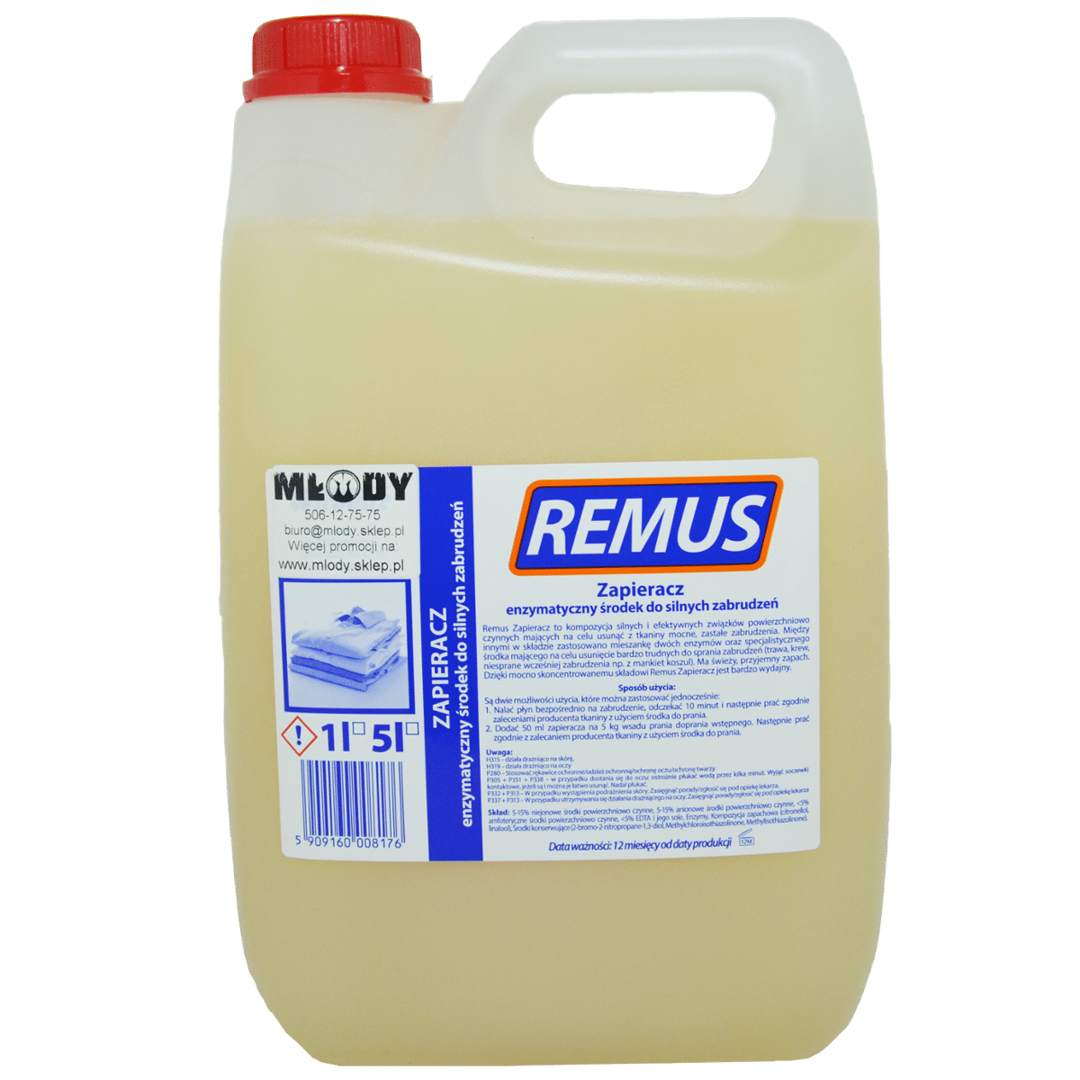 WIROMIX Remus Płyn Zapierający 5l Enzymatyczny Środek do Silnych Zabrudzeń
