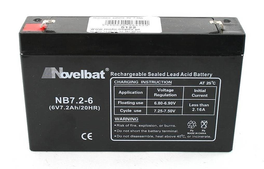 Akumulator  bateria  6V  7,2Ah Novelb.