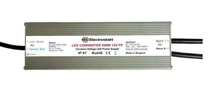 CV LED Power Supply 200W PF0.9 12V IP67