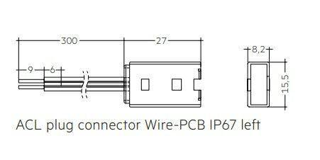 ACL connector Wire-PCB IP67 L 2pc EXC2