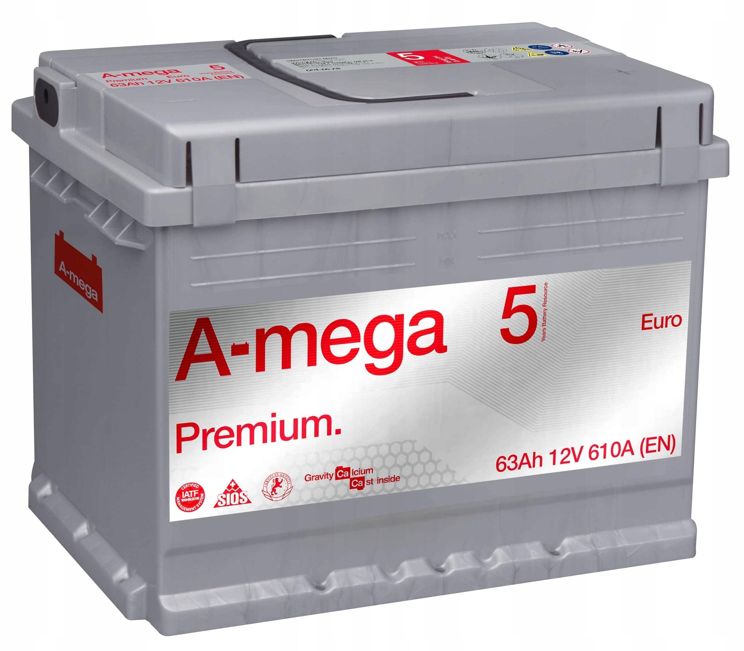 Amega M5 12V 63Ah 610A P+ 6CT-63-A3