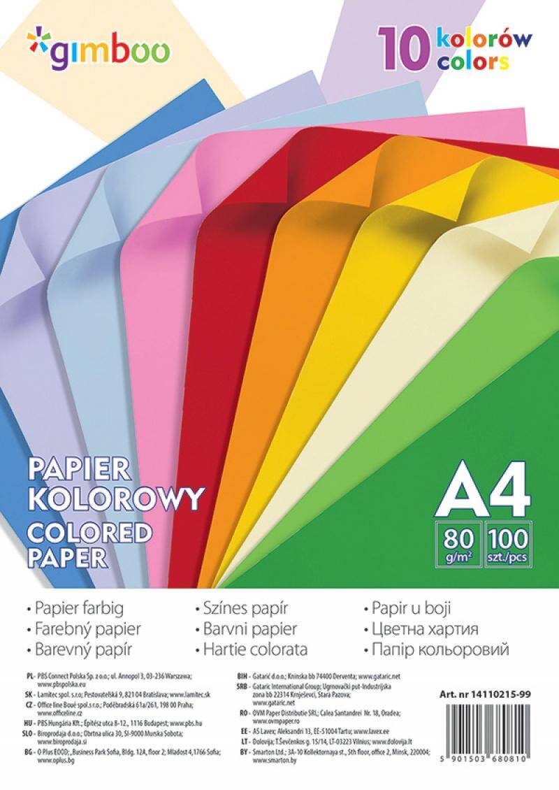Papier kolorowy GIMBOO  A4  100