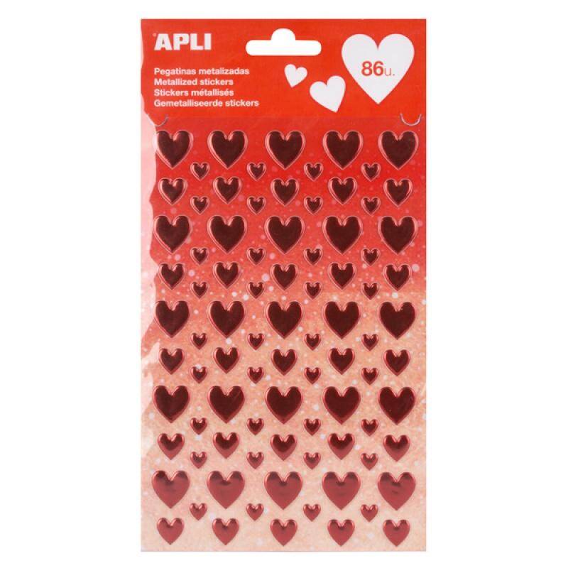 Naklejki APLI  metallic  serca  1
