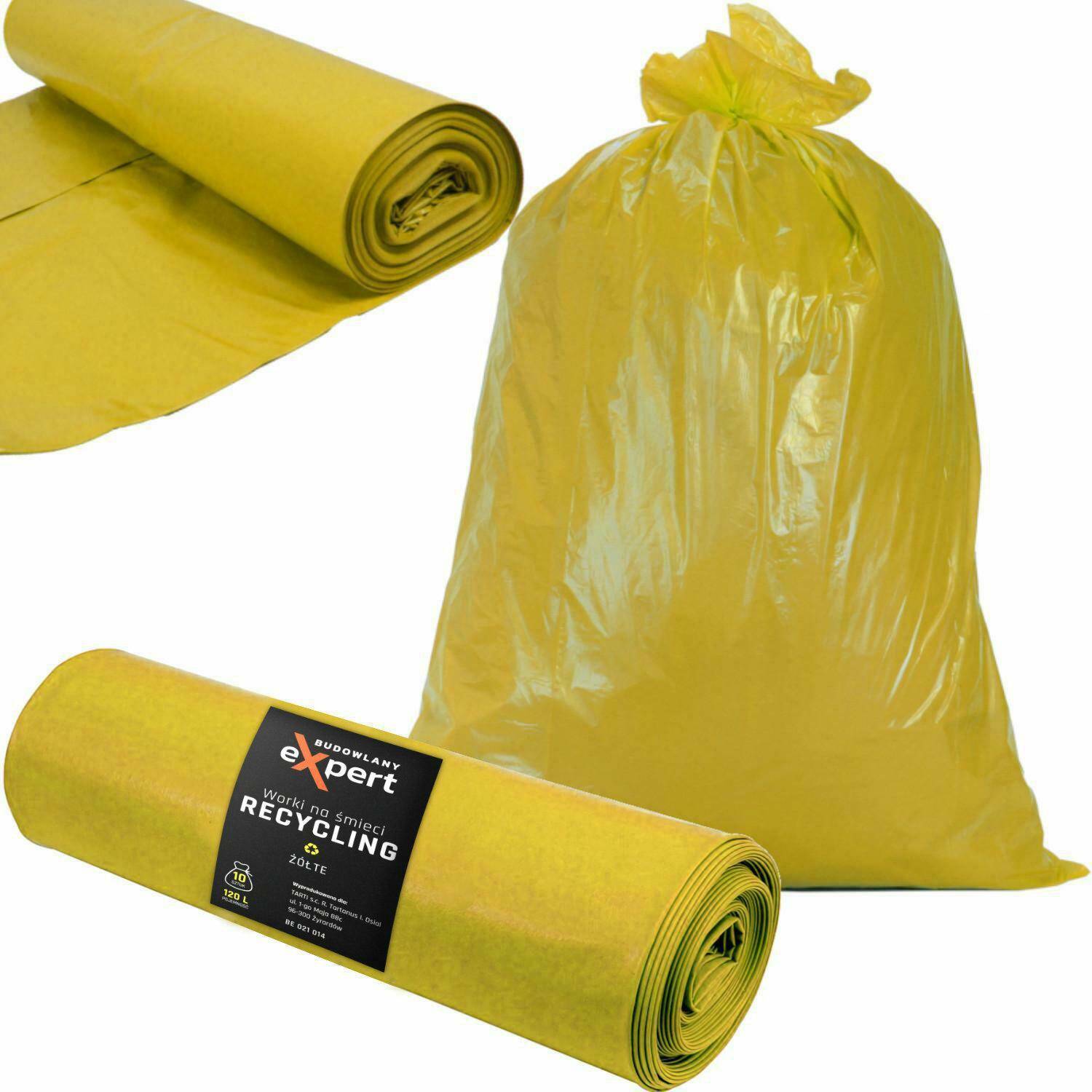 BE worki na śmieci RECYKLING żółte 120L